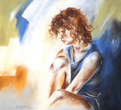 Moments of life 24 Moment by Distel, an abstract modern painting capturing a fleeting emotion with a dynamic pose, blending rich colors and bold strokes to evoke deep contemplation.