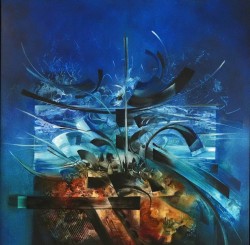 Deep Blue Sea Zimmermann - Deep Blue Sea - Expressive blue abstract artwork with swirling forms and dynamic textures, capturing the essence of fluid energy and contrast.